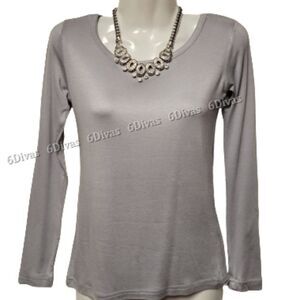 Grey Top, Long Sleeve Blouse Top -  Size XS/S- NEW !